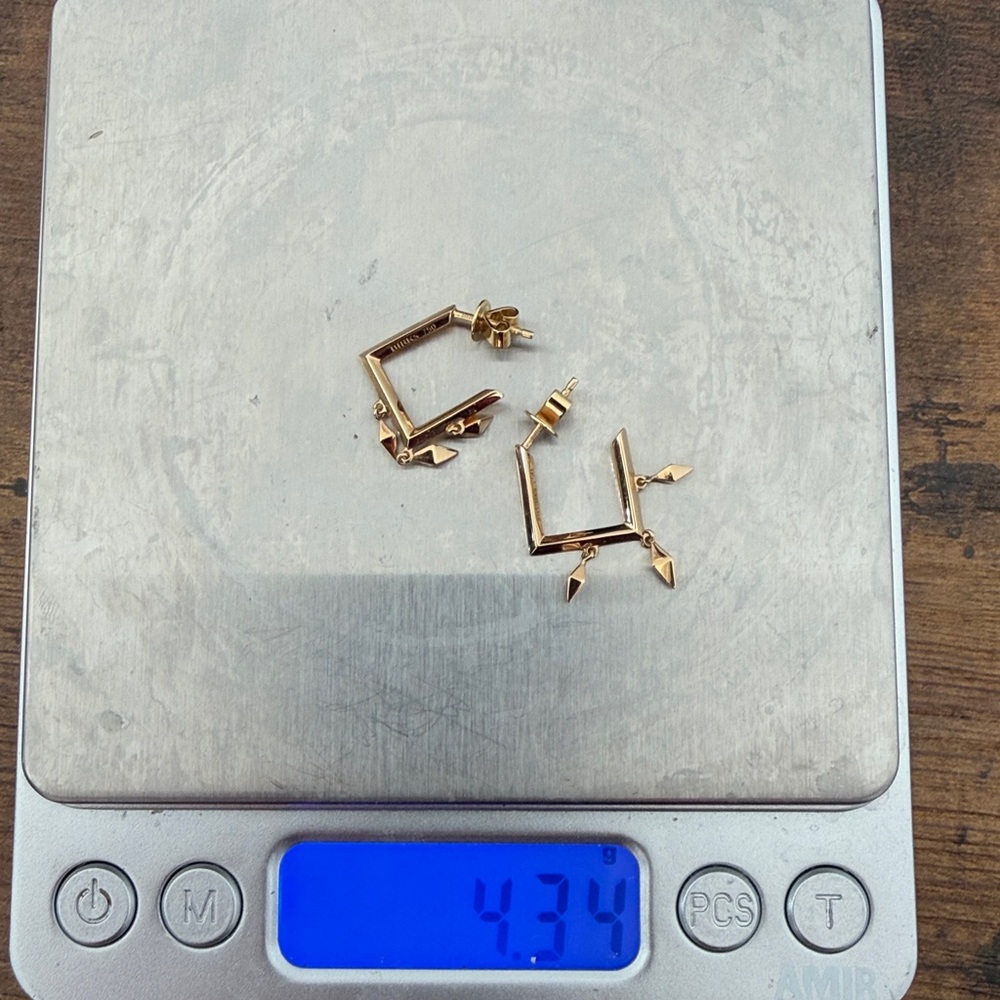 Maison Birks 18K Yellow Gold Geometric Drop Earrings - Picture 10 of 10